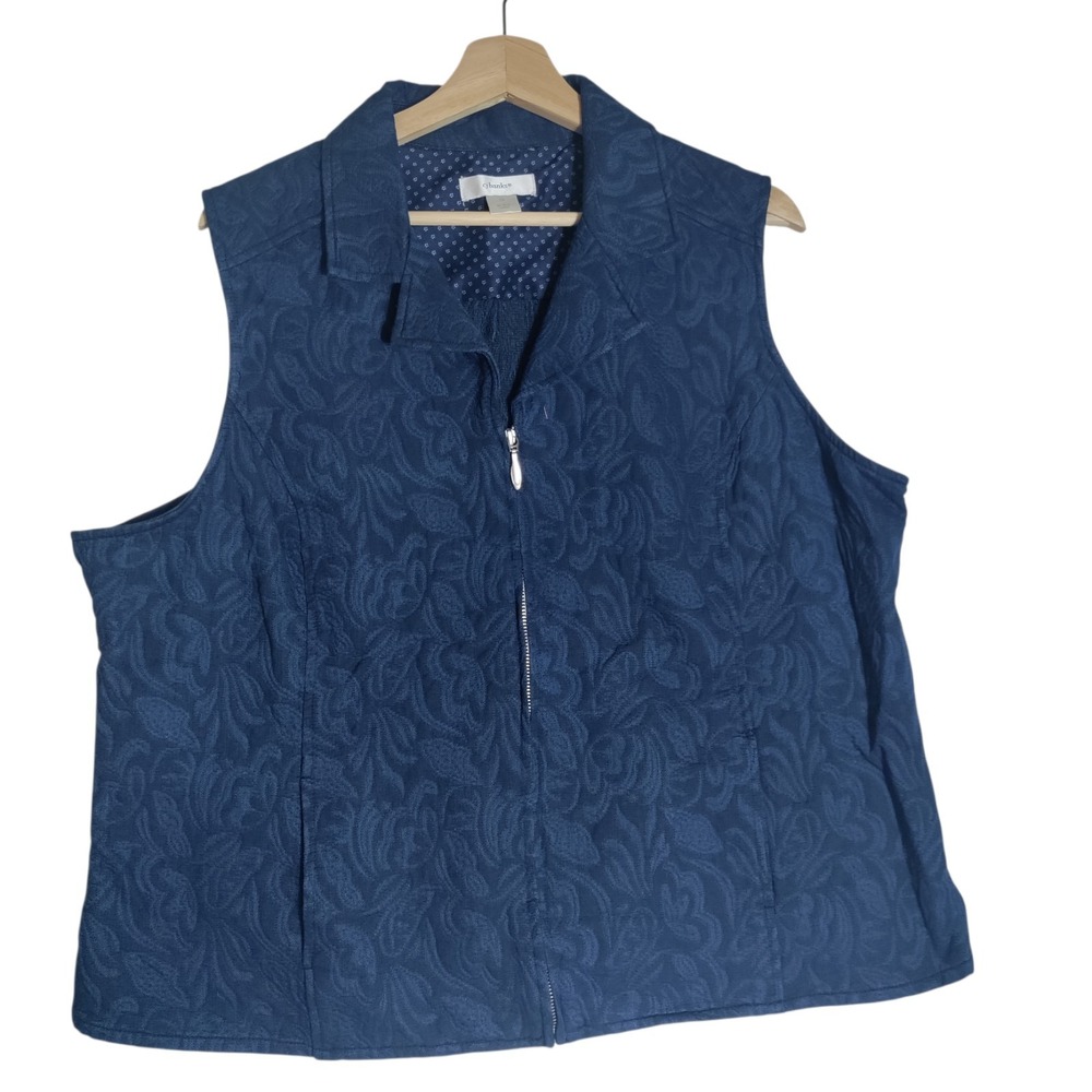 CJ‎ Banks 1X Blue Quilted Zip Front Lightweight Puffer Vest w/ Pockets